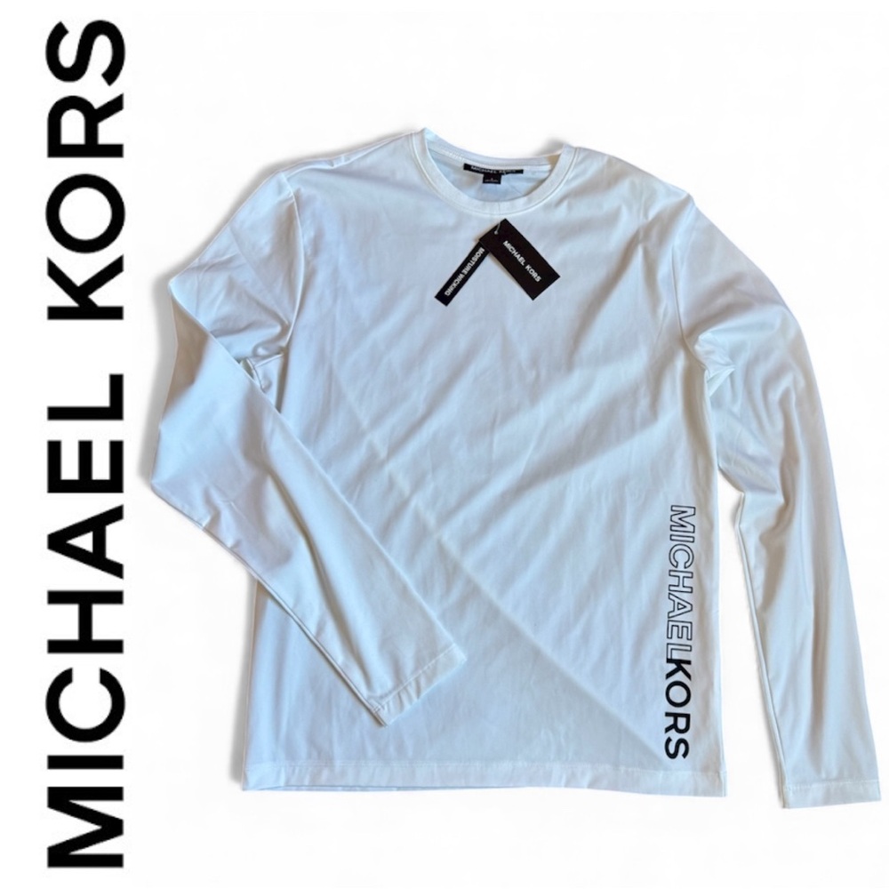 🆕 Michael Kors Men’s Moisture Wicking White Long Sleeve Shirt. Size Small